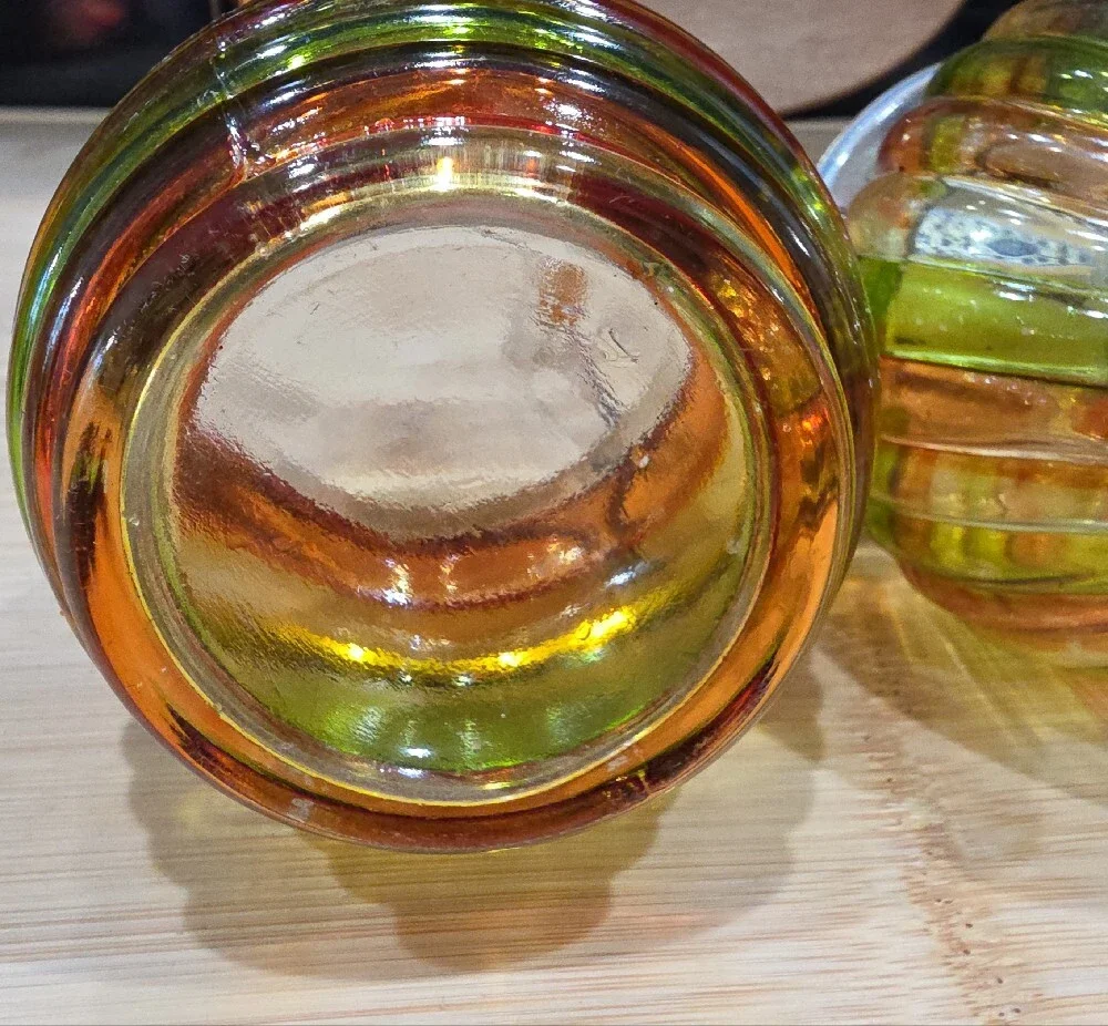 Vtg. Source Unknown Green and Orange, Appeare To Be Hand-painted